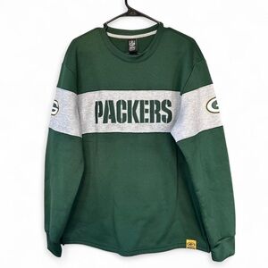 NFL Green Bay Packer Sweatshirt Large Green Fleece Crewneck